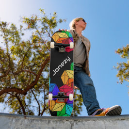 3D Bright Rainbow Random Cubes op Black Naam toevo Persoonlijk Skateboard