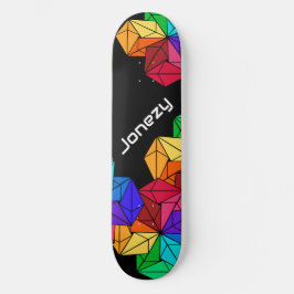 3D Bright Rainbow Random Cubes op Black Naam toevo Persoonlijk Skateboard