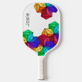 3D Bright Rainbow Random Cubes op Wit Naam toevoeg Pickleball Paddle (Voorkant)