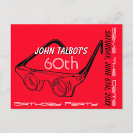 3D-bril 60e verjaardag Bewaar de datum Aankondigingskaart