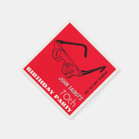 3D-bril 70e jaardag papier servet (Hoek)