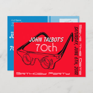 3D-bril 70e verjaardag Bewaar de datum Aankondigingskaart