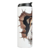 3D buldog gebarsten gat Thermosbeker (Gedraaid links)