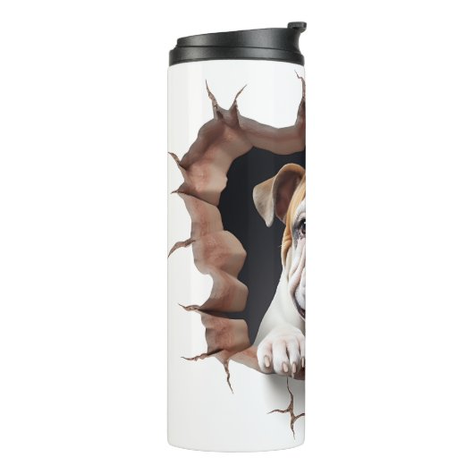 3D buldog gebarsten gat Thermosbeker (Gedraaid links)