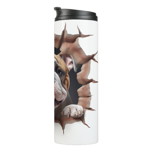 3D buldog gebarsten gat Thermosbeker (Geroteerd rechts)