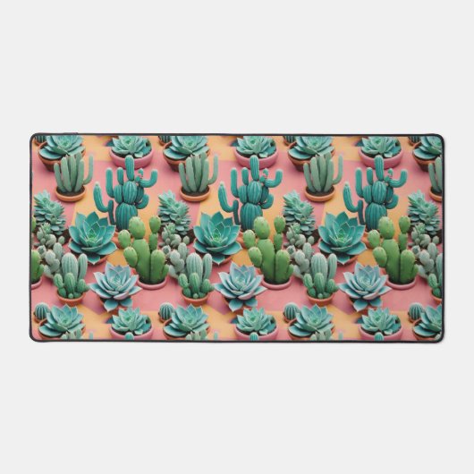 3D Cactus en Sappige Planten Bureaumat (Voorkant)