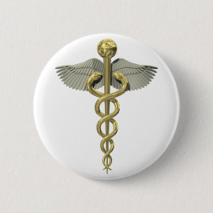 3D Caduceus Button voor medische beroepen
