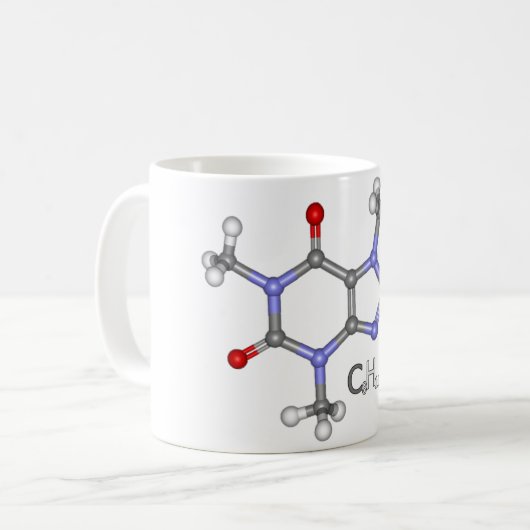 3D Caffiene Molecule Mok (Voorkant links)
