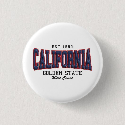 3D Californië Ronde Button 3,2 Cm (Voorkant)