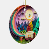 3D Camping Kerstmis Keramisch Ornament (Rechts)