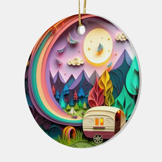 3D Camping Kerstmis Keramisch Ornament (Links)