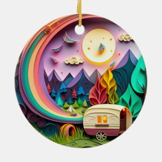 3D Camping Kerstmis Keramisch Ornament (Achterkant)
