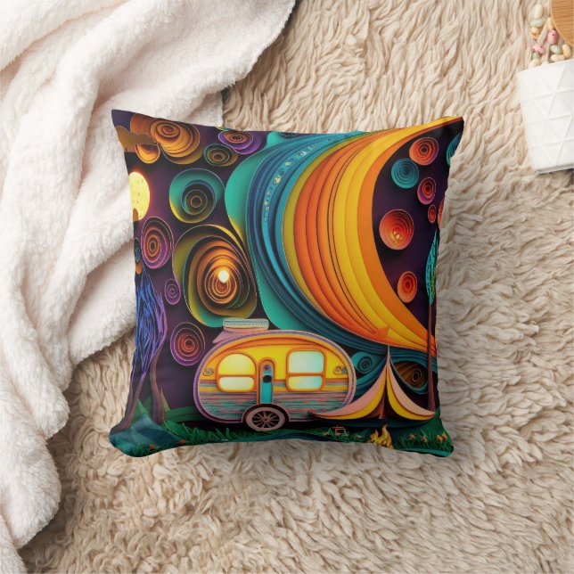 3D Camping Scène Kussen (Deken)