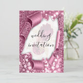 3D Cart Effect Silver Rozen Glitter Kaart (Staand voorkant)