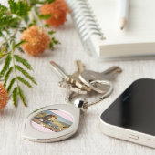 3D Cartoon Lion Eating Zebra – Wild Savannah Scene Sleutelhanger (Zijkant)