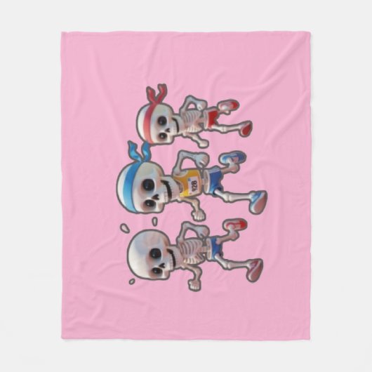 “3D Cartoon Skeleton Race • Funny Running Skeleton Fleece Deken (Voorkant)