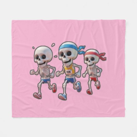 “3D Cartoon Skeleton Race • Funny Running Skeleton Fleece Deken (Voorkant (Horizontaal))