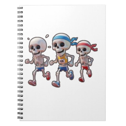 “3D Cartoon Skeleton Race • Funny Running Skeleton Notitieboek (Voorkant)