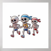 “3D Cartoon Skeleton Race • Funny Running Skeleton Poster (Voorkant)