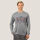 “3D Cartoon Skeleton Race • Funny Running Skeleton Tri-Blend Shirt (Voorkant)