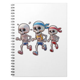 “3D-cartoon-skeletrace • Grappig hardlopend skelet Notitieboek