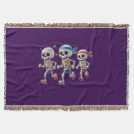 “3D-cartoon-skeletrace • Grappig rennend skelet Deken