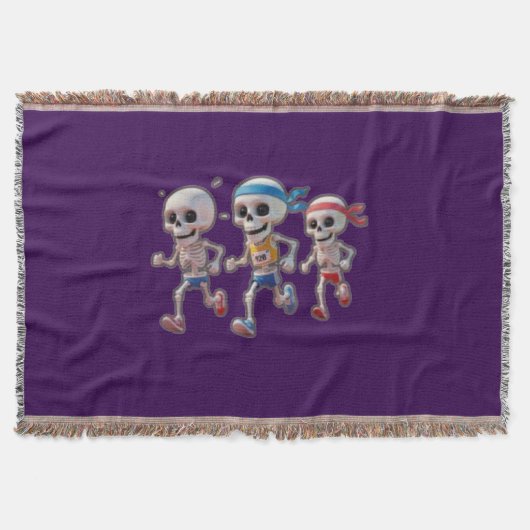 “3D-cartoon-skeletrace • Grappig rennend skelet Deken (Voorkant)