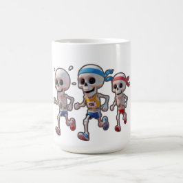 “3D-cartoon-skeletrace • Grappig rennend skelet Koffiemok