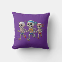 “3D-cartoon-skeletrace • Grappig rennend skelet Kussen