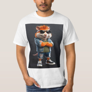 3D cartoon-stijl antropomorfe hamster personage T-shirt