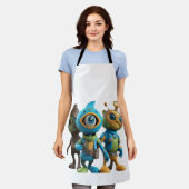 3D Cartoon-thema T-shirt - speels & levendig desi Schort (Gedragen)