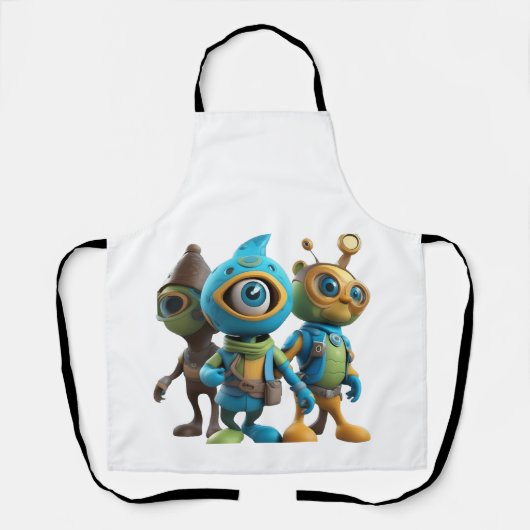 3D Cartoon-thema T-shirt - speels & levendig desi Schort (Voorkant)