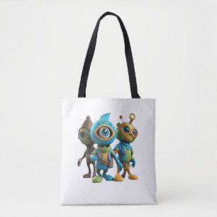 3D Cartoon-thema T-shirt - speels & levendig desi Tote Bag