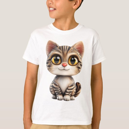 3D-cartoonkat – Schattig kattenontwerp T-shirt (Voorkant)