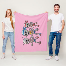 “3D Cartoonskelet Race • Grappig Hardlopend Skelet Fleece Deken