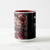 3D Carved Black en Red Floral Lijst Mok (Midden)