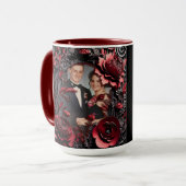 3D Carved Black en Red Floral Lijst Mok (Voorkant links)