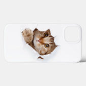 "3D Cat Elegance: Beschermend Hoesje voor iPhone 1 (Achterkant (horizontaal))