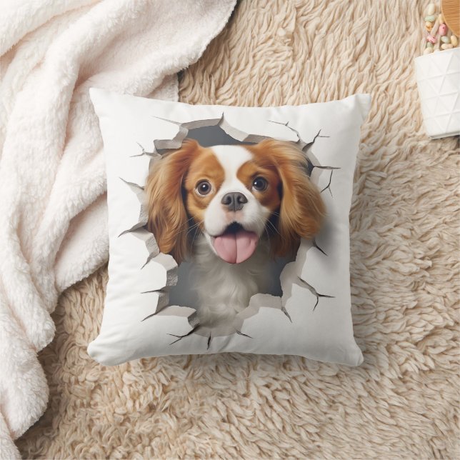 3D Cavalier King Charles Spaniel Gat gebarsten Kussen (Deken)