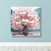 3D Cherry Blossom Tree met Glitter en Intertwine Canvas Afdruk (Insitu (Houten vloer))