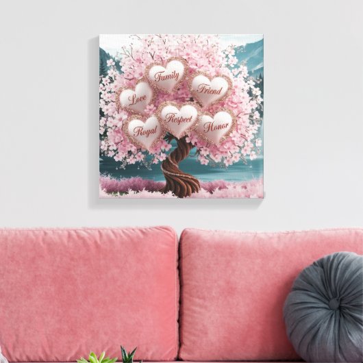 3D Cherry Blossom Tree met Glitter en Intertwine Canvas Afdruk (Insitu (Woonkamer))