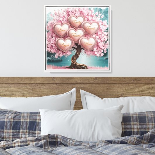 3D Cherry Blossom Tree met Glitter en Intertwine Canvas Afdruk (Insitu (Slaapkamer))