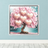 3D Cherry Blossom Tree met Glitter en Intertwine Canvas Afdruk (Insitu (Houten vloer))
