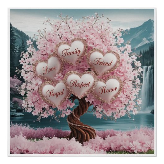 3D Cherry Blossom Tree met Glitter en Intertwine Perfect Poster (Voorkant)