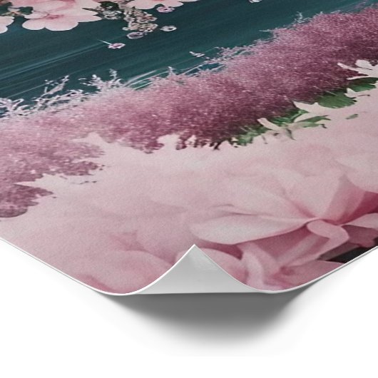 3D Cherry Blossom Tree met Glitter en Intertwine Poster (Hoek)