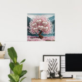 3D Cherry Blossom Tree met Glitter en Intertwine Poster (Thuiskantoor)