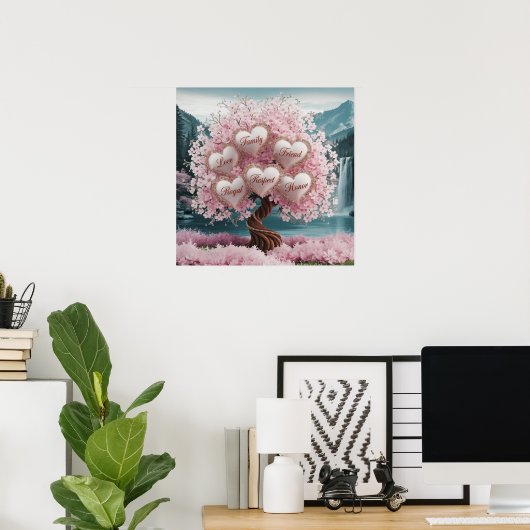 3D Cherry Blossom Tree met Glitter en Intertwine Poster (Thuiskantoor)