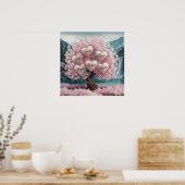 3D Cherry Blossom Tree met Glitter en Intertwine Poster (Keuken)
