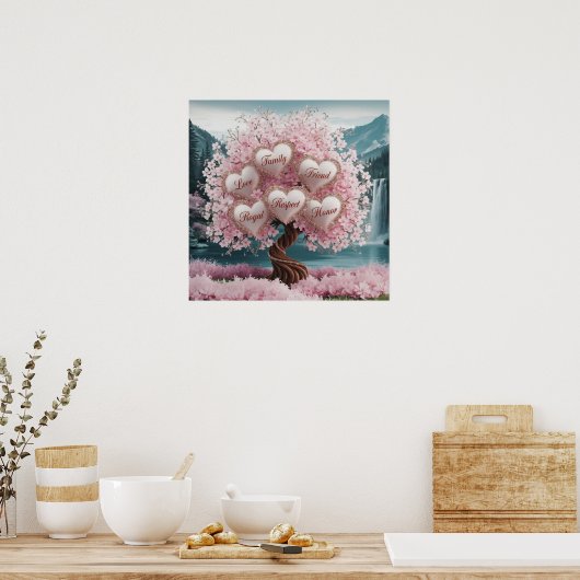 3D Cherry Blossom Tree met Glitter en Intertwine Poster (Keuken)