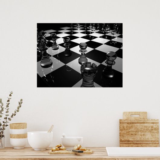 3d_chess_board_wallpaper_3d_models_3d_wallpaper_19 poster (Keuken)